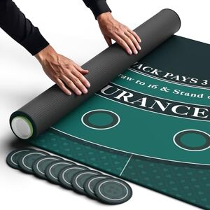Newverest Tapis de Blackjack 180 x 90 cm – Tapis de Table de Casino pour soirées, Jeux à la Maison Entre Amis Tapis de Poker et Blackjack avec Housse zippée, 8 sous-Verres et Coffret Cadeau - Publicité Newverest Tapis de Blackjack 180 x 90 cm – Tapis de Table de Casino pour soirées, Jeux à la Maison Entre Amis Tapis de Poker et Blackjack avec Housse zippée, 8 sous-Verres et Coffret Cadeau - Publicité