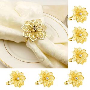 INCETUE Lot de 6 ronds de serviette en forme de fleur doré avec strass en cristal pour mariage, baptême, décoration de table 5,5 cm - Publicité INCETUE Lot de 6 ronds de serviette en forme de fleur doré avec strass en cristal pour mariage, baptême, décoration de table 5,5 cm - Publicité