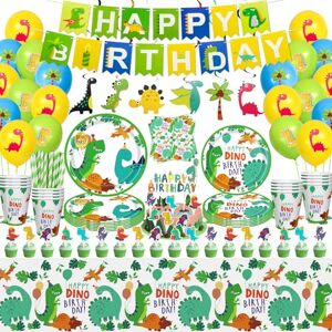 Inspireyee 162 Pièces de Fête d'Anniversaire Sur le Thème des Dinosaures Bannières Happy Birthday, Assiettes, Nappes, Tasses, Serviettes, Décoration T-Rex pour 20 Invités - Publicité Inspireyee 162 Pièces de Fête d'Anniversaire Sur le Thème des Dinosaures Bannières Happy Birthday, Assiettes, Nappes, Tasses, Serviettes, Décoration T-Rex pour 20 Invités - Publicité