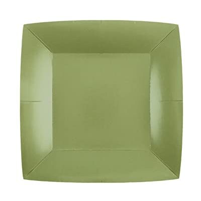 Santex 10 Assiettes Carton Bio CARRÉES 23CM Vert Olive - Publicité Santex 10 Assiettes Carton Bio CARRÉES 23CM Vert Olive - Publicité