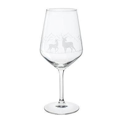 H&H Lot de 6 verres à vin rideau 53 cl en verre transparent avec décoration de cerfs – verres de Noël élégants Motif montagne, lavables au lave-vaisselle - Publicité H&H Lot de 6 verres à vin rideau 53 cl en verre transparent avec décoration de cerfs – verres de Noël élégants Motif montagne, lavables au lave-vaisselle - Publicité