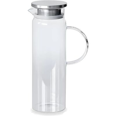 LACOR 61952 Carafe d’eau Verre borosilicaté Bouchon en acier inoxydable Filtre passoire Parfait pour limonade, café glacé, thé Lavable au lave-vaisselle 1,7L. Publicité LACOR 61952 Carafe d’eau Verre borosilicaté Bouchon en acier inoxydable Filtre passoire Parfait pour limonade, café glacé, thé Lavable au lave-vaisselle 1,7L. Publicité