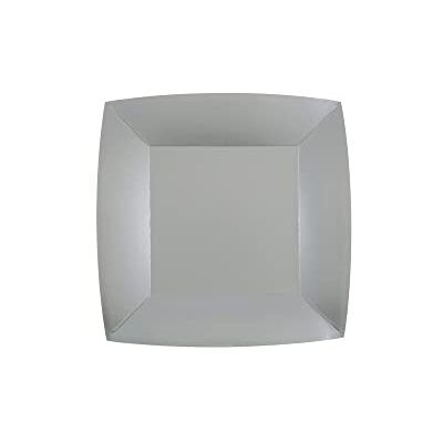 Santex 10 Assiettes Carton Bio CARRÉES 18CM Argent - Publicité Santex 10 Assiettes Carton Bio CARRÉES 18CM Argent - Publicité