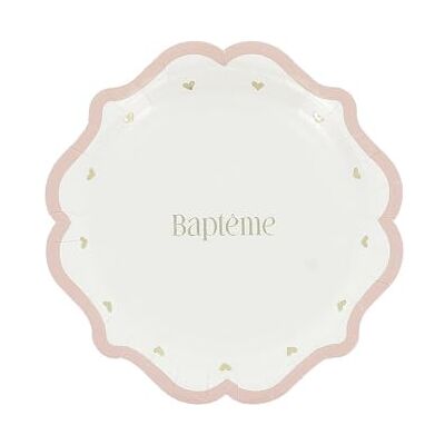 Artyfêtes Générique 8 ASSIETTES CARTON BAPTÊME C?'UR OR 18CM ROSE - Publicité Artyfêtes Générique 8 ASSIETTES CARTON BAPTÊME C?'UR OR 18CM ROSE - Publicité