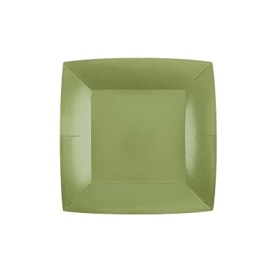 Santex 10 Assiettes Carton Bio CARRÉES 18CM Vert Olive - Publicité Santex 10 Assiettes Carton Bio CARRÉES 18CM Vert Olive - Publicité