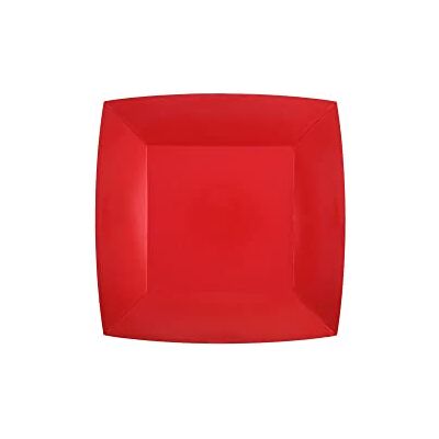 Santex 10 ASSIETTES CARTON BIO CARRÉES 18CM ROUGE - Publicité Santex 10 ASSIETTES CARTON BIO CARRÉES 18CM ROUGE - Publicité