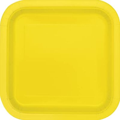 Unique 47046EU Assiettes en Carton Carrées Écologiques 23 cm Jaune Néon Paquet de 14 - Publicité Unique 47046EU Assiettes en Carton Carrées Écologiques 23 cm Jaune Néon Paquet de 14 - Publicité