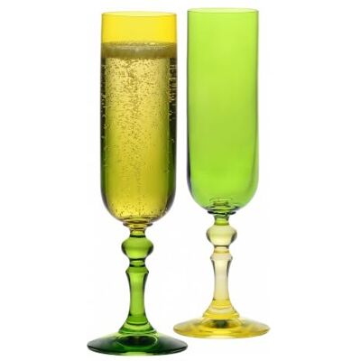 Krosno – Flûtes à Champagne et Prosecco colorées – 2 x 220 ml – Collection Bubble – Jaune et Vert – Cristal sans plomb – Peintes à la main - Publicité Krosno – Flûtes à Champagne et Prosecco colorées – 2 x 220 ml – Collection Bubble – Jaune et Vert – Cristal sans plomb – Peintes à la main - Publicité