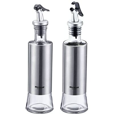 Westmark Lot de 2 distributeurs de vinaigre/huile à une seule main, capacité de 300 ml, plastique/verre/acier inoxydable, Lisbonne, transparent/argent/noir, 63392260 - Publicité Westmark Lot de 2 distributeurs de vinaigre/huile à une seule main, capacité de 300 ml, plastique/verre/acier inoxydable, Lisbonne, transparent/argent/noir, 63392260 - Publicité