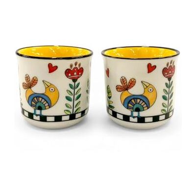 Egan Tasses à café Collection Cocoricò. Objet fabriqué en porcelaine de couleur jaune. La référence est 228015. Publicité Egan Tasses à café Collection Cocoricò. Objet fabriqué en porcelaine de couleur jaune. La référence est 228015. Publicité