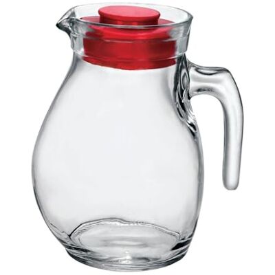 Bormioli Rocco Carafe de table en verre 144 cl avec bouchon rouge Accessoire de cuisine - Publicité Bormioli Rocco Carafe de table en verre 144 cl avec bouchon rouge Accessoire de cuisine - Publicité
