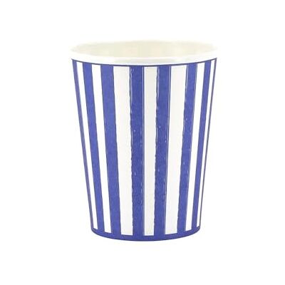 Artyfêtes Générique 6 GOBELETS CARTON RAYÉ DOLCE VITA 25CL BLEU BLANC - Publicité Artyfêtes Générique 6 GOBELETS CARTON RAYÉ DOLCE VITA 25CL BLEU BLANC - Publicité