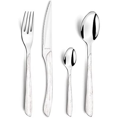 Amefa Ménagère 16 couverts de table pour 4 personnes Eclat Nature Acier inoxydable 18/0, Finition Brillante Bois Blanc - Publicité Amefa Ménagère 16 couverts de table pour 4 personnes Eclat Nature Acier inoxydable 18/0, Finition Brillante Bois Blanc - Publicité