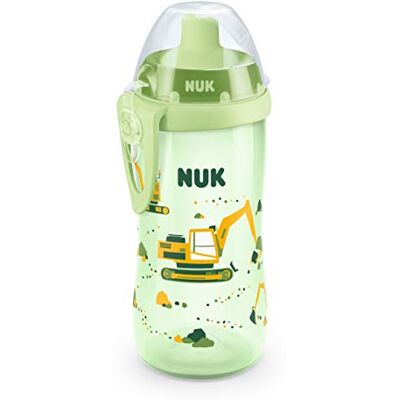 Nuk Flexi Cup Gourde d'apprentissage avec paille, 300 ml, anti-fuite et incassable, sans BPA, pour les 12 mois et plus, motif de pelleteuse, vert - Publicité Nuk Flexi Cup Gourde d'apprentissage avec paille, 300 ml, anti-fuite et incassable, sans BPA, pour les 12 mois et plus, motif de pelleteuse, vert - Publicité