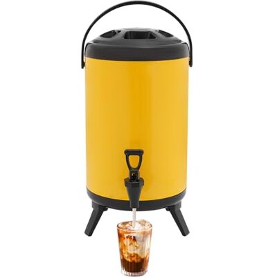 KKVUIIFF Distributeur de boissons chaudes et froides de 10 l, en acier inoxydable, isolé, avec robinet et poignée de transport, garde au chaud pendant 4 à 8 heures, pour tous les types de fêtes, jaune - Publicité KKVUIIFF Distributeur de boissons chaudes et froides de 10 l, en acier inoxydable, isolé, avec robinet et poignée de transport, garde au chaud pendant 4 à 8 heures, pour tous les types de fêtes, jaune - Publicité