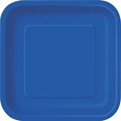 Unique Party- Assiettes en Carton Carrées Écologiques-18 cm-Couleur Bleu Roi-Paquet de 16, 31495EU, Royal Blue - Publicité Unique Party- Assiettes en Carton Carrées Écologiques-18 cm-Couleur Bleu Roi-Paquet de 16, 31495EU, Royal Blue - Publicité