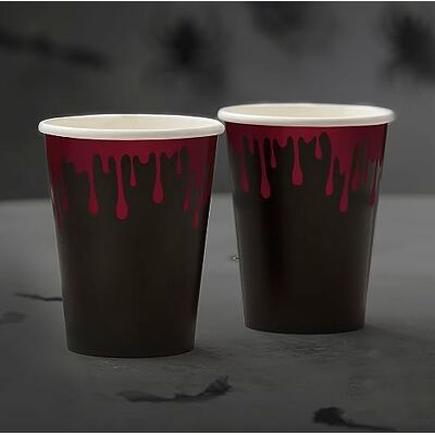 Ginger Ray - Lot de 8 gobelets en Papier d'aluminium, Halloween Blood Drip Splatter - Publicité Ginger Ray - Lot de 8 gobelets en Papier d'aluminium, Halloween Blood Drip Splatter - Publicité