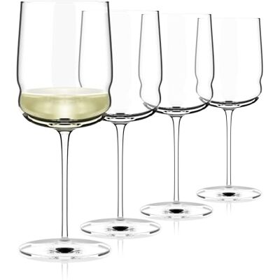 Luigi Bormioli Grandioso Lot de 4 verres à vin Chardonnay 450 ml Tige renforcée en titane Fabriqués en cristal SON-hyx Verre à vin blanc au design sinueux Passe au lave-vaisselle Fabriqué - Publicité Luigi Bormioli Grandioso Lot de 4 verres à vin Chardonnay 450 ml Tige renforcée en titane Fabriqués en cristal SON-hyx Verre à vin blanc au design sinueux Passe au lave-vaisselle Fabriqué - Publicité