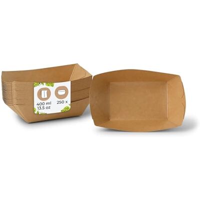 BIOZOYG Lot de 250 bols à frites en carton 400 ml Marron Pour saucisse au curry Bols à collation et assiettes en carton Sylviculture durable et résistantes à la graisse - Publicité BIOZOYG Lot de 250 bols à frites en carton 400 ml Marron Pour saucisse au curry Bols à collation et assiettes en carton Sylviculture durable et résistantes à la graisse - Publicité