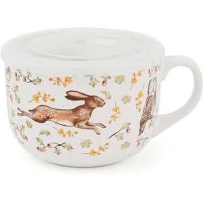Cooksmart Forest Fable Tasse à soupe avec couvercle en grès de conception britannique, tasse inspirée de la forêt avec poignée et couvercle en plastique, passe au lave-vaisselle et au micro-ondes, 600 - Publicité Cooksmart Forest Fable Tasse à soupe avec couvercle en grès de conception britannique, tasse inspirée de la forêt avec poignée et couvercle en plastique, passe au lave-vaisselle et au micro-ondes, 600 - Publicité