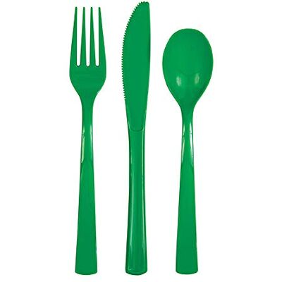 Unique Party 39494-Lot de Couverts en Plastique pour 6 Invités-Vert-18 Pièces, 39494, vert - Publicité Unique Party 39494-Lot de Couverts en Plastique pour 6 Invités-Vert-18 Pièces, 39494, vert - Publicité