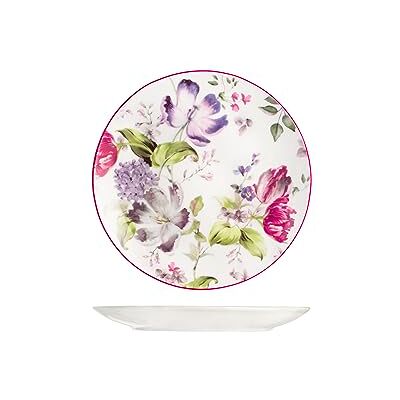 H&H Madam Set 12 Piatti Frutta, Porcellana, Decoro Floreale, Bianco, 20cm - Publicité H&H Madam Set 12 Piatti Frutta, Porcellana, Decoro Floreale, Bianco, 20cm - Publicité