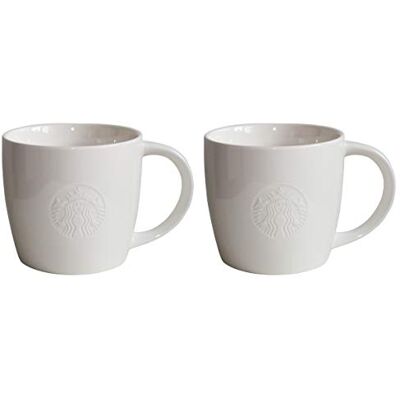 STARBUCKS Lot de 2 Verres Motif Grande Fore Here Blanc 2 Venti/20oz/591ml - Publicité STARBUCKS Lot de 2 Verres Motif Grande Fore Here Blanc 2 Venti/20oz/591ml - Publicité