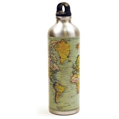 Gift Republic Man of The World Map Gourde Argenté - Publicité Gift Republic Man of The World Map Gourde Argenté - Publicité