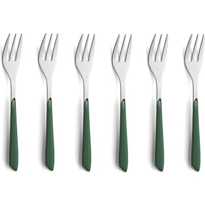 Kuppels Prisma Lot de 6 couverts à gâteau en acier inoxydable 18/0 pour 6 personnes Manche en plastique de qualité supérieure Vert sapin, inoxydable et passe au lave-vaisselle - Publicité Kuppels Prisma Lot de 6 couverts à gâteau en acier inoxydable 18/0 pour 6 personnes Manche en plastique de qualité supérieure Vert sapin, inoxydable et passe au lave-vaisselle - Publicité