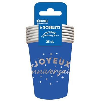 SV SURPRISEZ-VOUS 6 GOBELETS CARTON ANNIVERSAIRE 25CL BLEU - Publicité SV SURPRISEZ-VOUS 6 GOBELETS CARTON ANNIVERSAIRE 25CL BLEU - Publicité