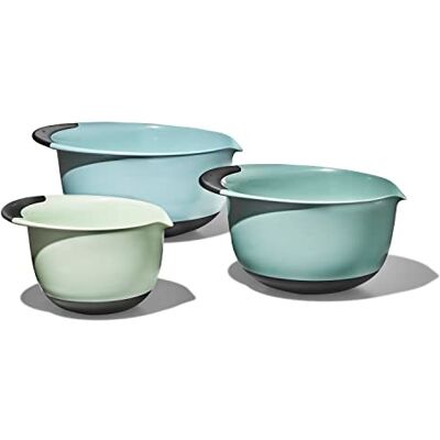 OXO Good Grips Lot de 3 bols mélangeurs en plastique – Bleu cadet, gris tour, jade - Publicité OXO Good Grips Lot de 3 bols mélangeurs en plastique – Bleu cadet, gris tour, jade - Publicité
