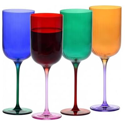 Krosno Verres à Vin Rouge-Vert, lot de 4, 350 ml, Collection Aurora Pour vin rouge blanc et rosé, Verres faits main, Couleurs Aurora, Idée cadeau - Publicité Krosno Verres à Vin Rouge-Vert, lot de 4, 350 ml, Collection Aurora Pour vin rouge blanc et rosé, Verres faits main, Couleurs Aurora, Idée cadeau - Publicité