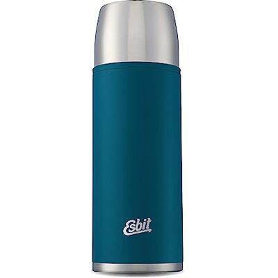 Esbit Bouteille isolante en acier inoxydable Classic 1000 ml en bleu pour boissons chaudes et froides Bouteille thermique en acier inoxydable avec 2 gobelets - Publicité Esbit Bouteille isolante en acier inoxydable Classic 1000 ml en bleu pour boissons chaudes et froides Bouteille thermique en acier inoxydable avec 2 gobelets - Publicité