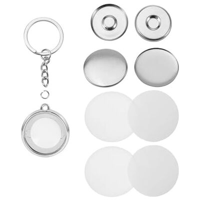 OUHFCASN Lot de 100 porte-clés double face for machine à badges, fournitures de fabrication de broches rondes, couverture avant en métal, papier vierge Pour la production artisanale(32mm) - Publicité OUHFCASN Lot de 100 porte-clés double face for machine à badges, fournitures de fabrication de broches rondes, couverture avant en métal, papier vierge Pour la production artisanale(32mm) - Publicité
