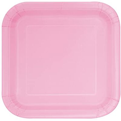Unique Party- Assiettes en Carton Carrées Écologiques-18 cm-Couleur Rose Pastel-Paquet de 16, 30880EU, Light Pink - Publicité Unique Party- Assiettes en Carton Carrées Écologiques-18 cm-Couleur Rose Pastel-Paquet de 16, 30880EU, Light Pink - Publicité
