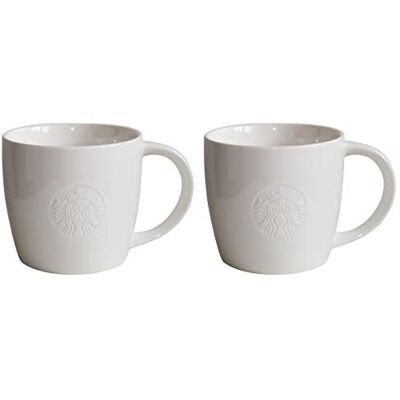 STARBUCKS Grande Fore Here Series Lot de 2 Verres à Pied Blanc 2 Grande/16oz/473ml - Publicité STARBUCKS Grande Fore Here Series Lot de 2 Verres à Pied Blanc 2 Grande/16oz/473ml - Publicité