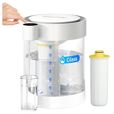 Waterdrop Distributeur de filtre à eau instantané en verre, carafe électrique puissante de 22 tasses, réduit plus de 70 contaminants - Publicité Waterdrop Distributeur de filtre à eau instantané en verre, carafe électrique puissante de 22 tasses, réduit plus de 70 contaminants - Publicité