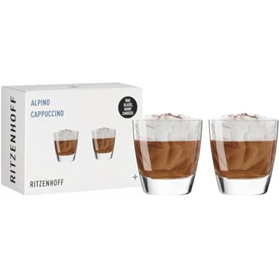 RITZENHOFF Alpino 3992001 Lot de 2 verres à cappuccino 200 ml Avec structure en relief Pour café, cacao, lait Fabriqué en Allemagne - Publicité RITZENHOFF Alpino 3992001 Lot de 2 verres à cappuccino 200 ml Avec structure en relief Pour café, cacao, lait Fabriqué en Allemagne - Publicité