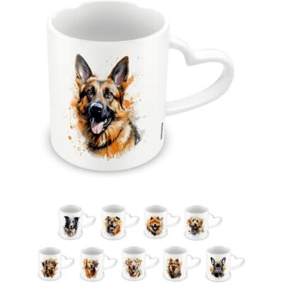 Pyramid , Tasse en céramique avec poignée en forme de cœur pour café et chocolat chaud, motif berger allemand, collection Love My Dog, 315 ml, taille unique, blanc - Publicité Pyramid , Tasse en céramique avec poignée en forme de cœur pour café et chocolat chaud, motif berger allemand, collection Love My Dog, 315 ml, taille unique, blanc - Publicité