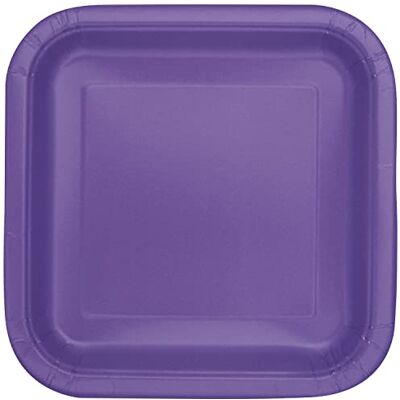 Unique 14 assiettes carrées en carton 23 cm Violet fluo 46979 - Publicité Unique 14 assiettes carrées en carton 23 cm Violet fluo 46979 - Publicité