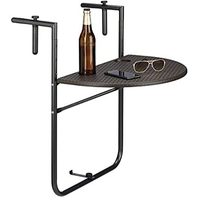 Relaxdays Table de balcon pliable appoint table suspendue rabattable BASTIAN hauteur réglable l x P: 60 x 40 cm, brun - Publicité Relaxdays Table de balcon pliable appoint table suspendue rabattable BASTIAN hauteur réglable l x P: 60 x 40 cm, brun - Publicité