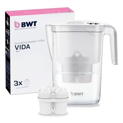 BWT Vida Carafe filtrante 2,6 l blanche avec 3 filtres Soft Extra filtre à eau robinet réduit calcaire, chlore, métaux lourds idéale cuisine, thé, café, eau potable Filtre à charbon actif - Publicité BWT Vida Carafe filtrante 2,6 l blanche avec 3 filtres Soft Extra filtre à eau robinet réduit calcaire, chlore, métaux lourds idéale cuisine, thé, café, eau potable Filtre à charbon actif - Publicité