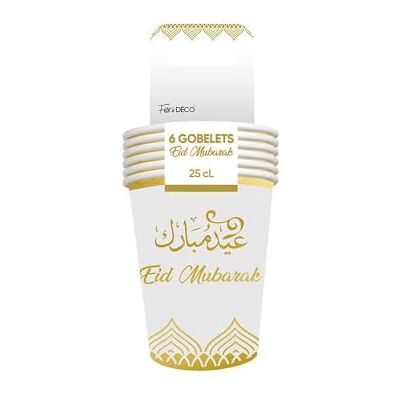 SV SURPRISEZ-VOUS 6 GOBELETS CARTON EID MUBARAK 25CL BLANC OR - Publicité SV SURPRISEZ-VOUS 6 GOBELETS CARTON EID MUBARAK 25CL BLANC OR - Publicité