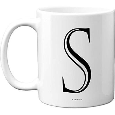 Stuff4 Tasse personnalisée avec initiale de l'alphabet – Tasse en céramique avec lettre S, cadeau pour lui, elle, fête des pères, fête des mères, cadeau d'anniversaire, 325 ml, passe au lave-vaisselle, - Publicité Stuff4 Tasse personnalisée avec initiale de l'alphabet – Tasse en céramique avec lettre S, cadeau pour lui, elle, fête des pères, fête des mères, cadeau d'anniversaire, 325 ml, passe au lave-vaisselle, - Publicité