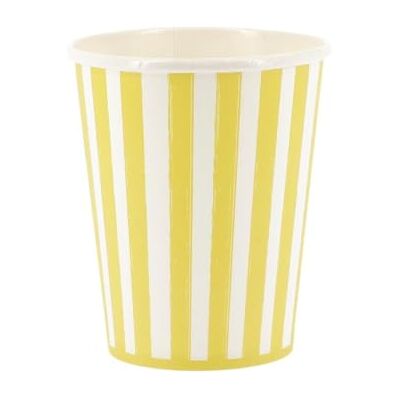 Artyfêtes Générique 6 GOBELETS CARTON RAYÉ VERTICAL 25CL JAUNE BLANC - Publicité Artyfêtes Générique 6 GOBELETS CARTON RAYÉ VERTICAL 25CL JAUNE BLANC - Publicité