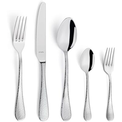 Amefa Sierra Set de couverts 30 pièces Couverts pour 6 personnes Couverts avec design martelé - Publicité Amefa Sierra Set de couverts 30 pièces Couverts pour 6 personnes Couverts avec design martelé - Publicité