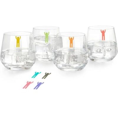 Balvi Marque-Verres Sticky Men Couleur Assortiment Marqueurs pour différencier Chaque Verre en Forme - Publicité Balvi Marque-Verres Sticky Men Couleur Assortiment Marqueurs pour différencier Chaque Verre en Forme - Publicité