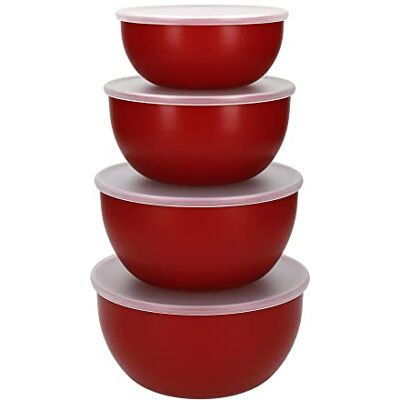 KitchenAid Saladiers en Plastique avec Couvercles, Rouge, Set de 4 - Publicité KitchenAid Saladiers en Plastique avec Couvercles, Rouge, Set de 4 - Publicité