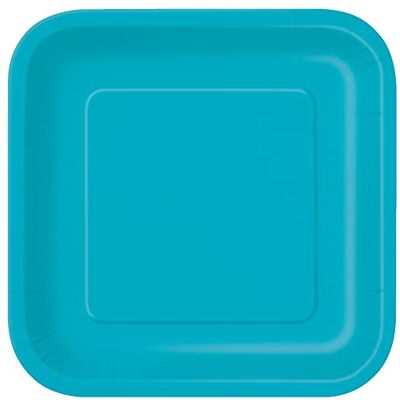 Unique Party- Assiettes en Carton Carrées Écologiques-23 cm-Couleur Turquoise-Paquet de 14, 32113EU, Teal - Publicité Unique Party- Assiettes en Carton Carrées Écologiques-23 cm-Couleur Turquoise-Paquet de 14, 32113EU, Teal - Publicité