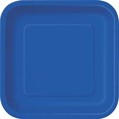 Unique Party- Assiettes en Carton Carrées Écologiques-23 cm-Couleur Bleu Roi-Paquet de 14, 31484EU, Royal Blue - Publicité Unique Party- Assiettes en Carton Carrées Écologiques-23 cm-Couleur Bleu Roi-Paquet de 14, 31484EU, Royal Blue - Publicité